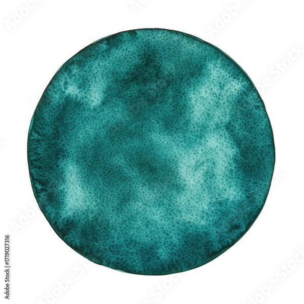 Obraz A round. textured teal fabric circle placed on a white background. its unique pattern and color for use in design projects or home decor