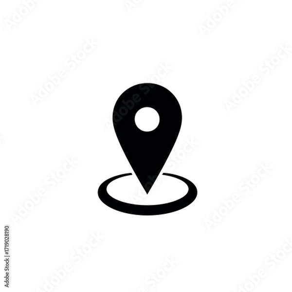 Fototapeta Vector illustration of black map pin location marker icon with a circle around it