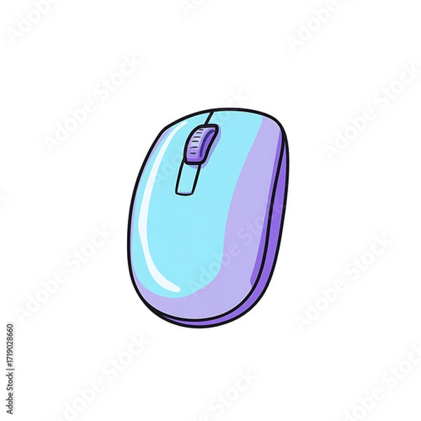 Fototapeta Modern wireless gaming mouse with purple blue game
  isolated on background (PNG)