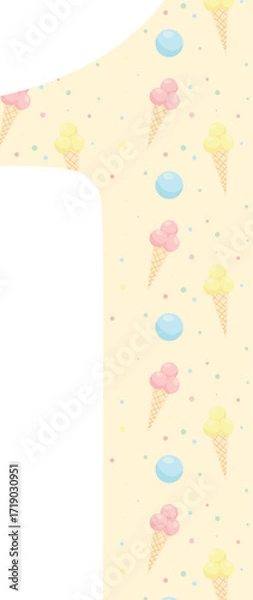 Fototapeta Festive numbers for birthdays. From 0 to 9. Vector illustration for cards, prints, and banners.