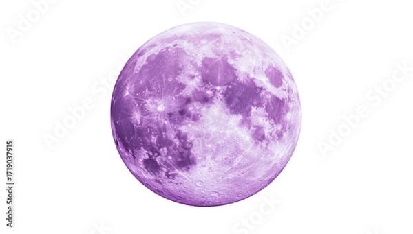 Obraz A large. luminous purple moon floats against a soft white background. creating a surreal atmosphere. ideal for fantasy-themed projects or artistic expressions