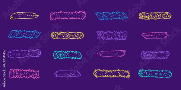 Fototapeta Set of colorful hand drawn grunge scribble frames. Abstract doodle banners and textures
