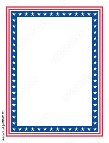 Fototapeta Patriotic Stars and Stripes Rectangular Frame. American Flag Border with Stars and Stripes.
