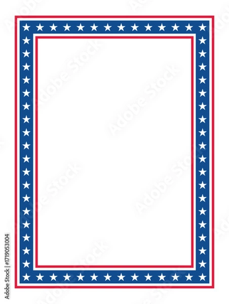 Fototapeta Patriotic Stars and Stripes Rectangular Frame. American Flag Border with Stars and Stripes.

