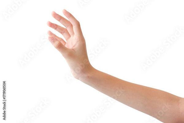 Obraz woman hand showing stop or halt gesture isolated on white background