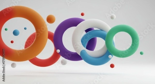 Fototapeta 3D Circles Infographic Template with Gradient Bubbles on White Background for Business Presentation and Creative Design