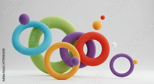 Fototapeta 3D Circles Infographic Template with Gradient Bubbles on White Background for Business Presentation and Creative Design
