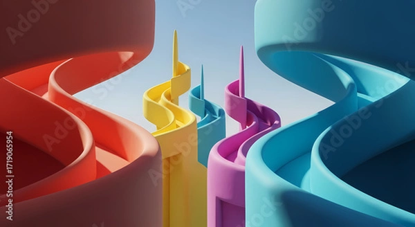 Obraz Colorful Abstract 3D Spirals Design Modern Art and Background