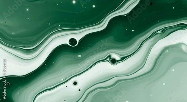 Fototapeta Abstract Green and White Liquid Paint Splash Artwork with Fluid Motion and Dynamic Texture on Modern Canvas