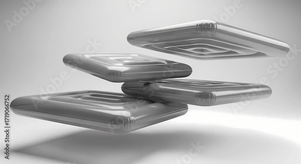 Obraz Abstract Minimalist Stacked Squares Modern 3D Rendering for Design and Branding