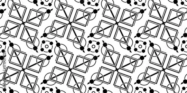 Fototapeta Seamless. Geometric Simple Line Art design background. Abstract sign symbol.