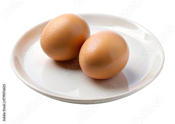 Fototapeta two uncooked eggs on a plate png image on transparent background