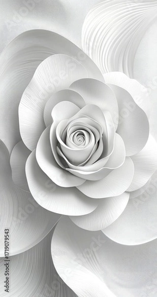 Fototapeta Abstract white rose, intricate layers