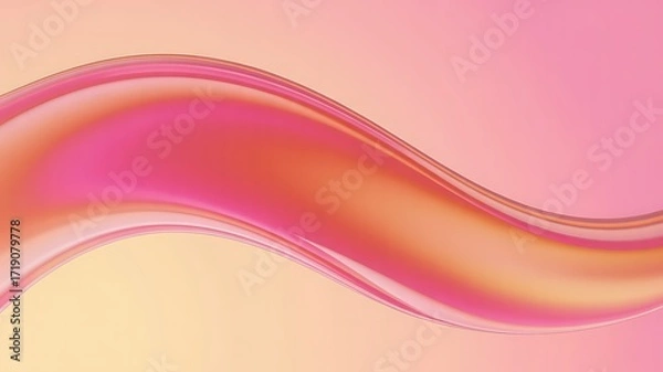 Fototapeta Abstract flowing wave of vibrant pink and orange colors against a soft pastel gradient background creating a smooth and dynamic visual effect