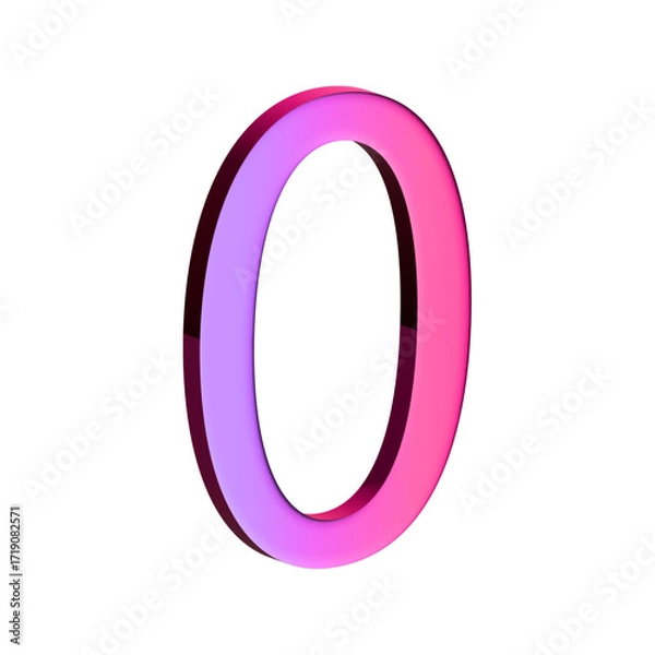 Obraz A large, three-dimensional number zero in bright pink with a shadow effect