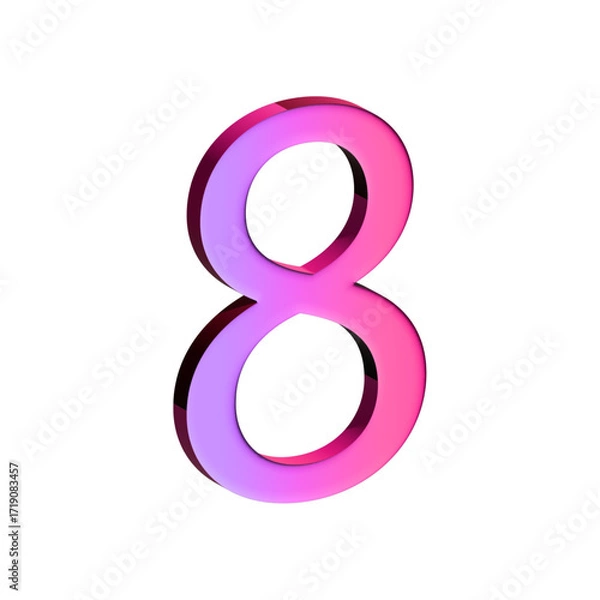 Obraz A large, three-dimensional number eight in bright pink with a shadow effect