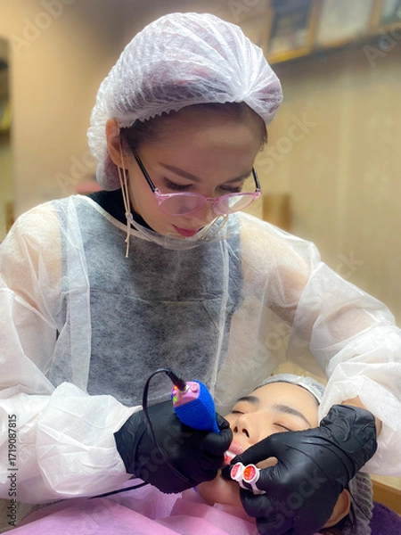 Fototapeta Lip tattoo.