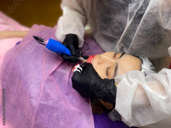 Fototapeta Lip tattoo.