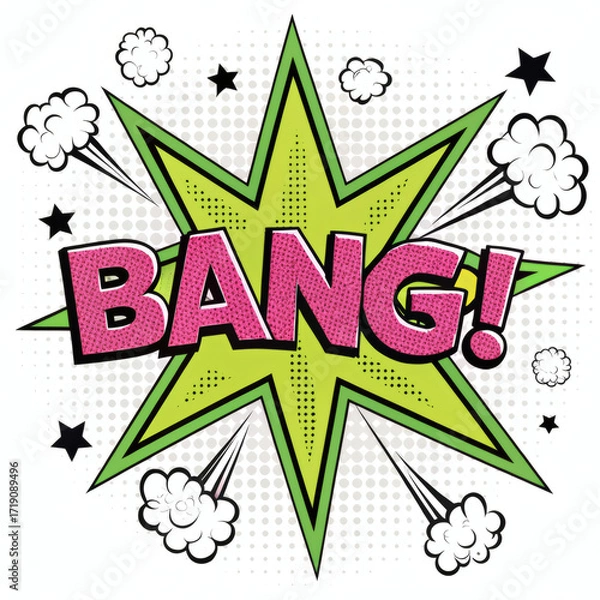 Fototapeta Comic Book Explosion Illustration with “BANG!” Text – Pop Art Style Sound Effect