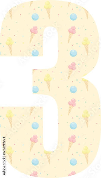 Fototapeta Festive numbers for birthdays. From 0 to 9. Vector illustration for cards, prints, and banners.