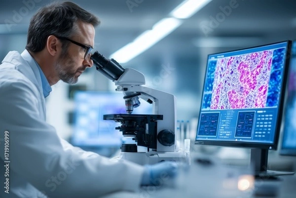 Fototapeta Innovative platform for global molecular research collaboration allowing scientists to conduct experiments and share data worldwide through a 