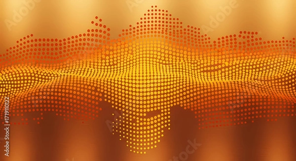 Obraz Abstract Golden Waveform Pattern Background Modern Technology and Data Visualization