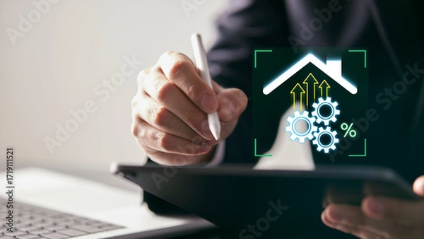 Obraz Financial Growth and Real Estate Market Analysis. Home Investment and Property Value Appreciation.