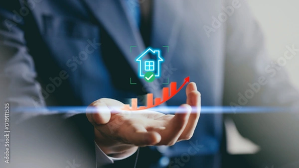 Obraz Financial Growth and Real Estate Market Analysis. Home Investment and Property Value Appreciation.