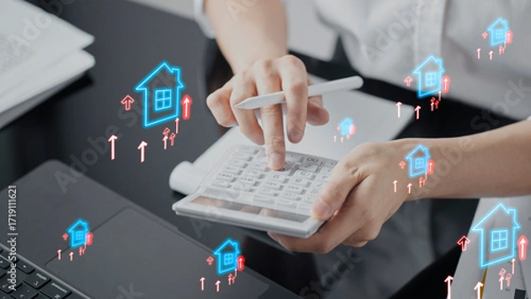 Obraz Financial Growth and Real Estate Market Analysis. Home Investment and Property Value Appreciation.