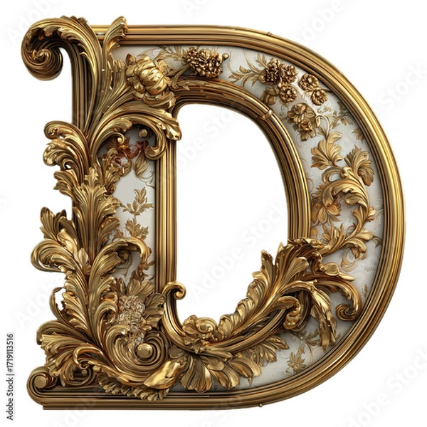 Obraz golden font letter D