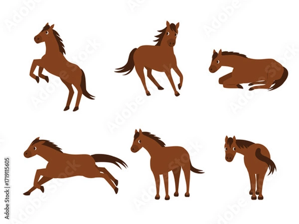 Obraz かわいい馬のイラストセット