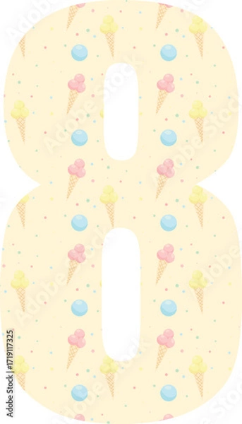 Fototapeta Festive numbers for birthdays. From 0 to 9. Vector illustration for cards, prints, and banners.