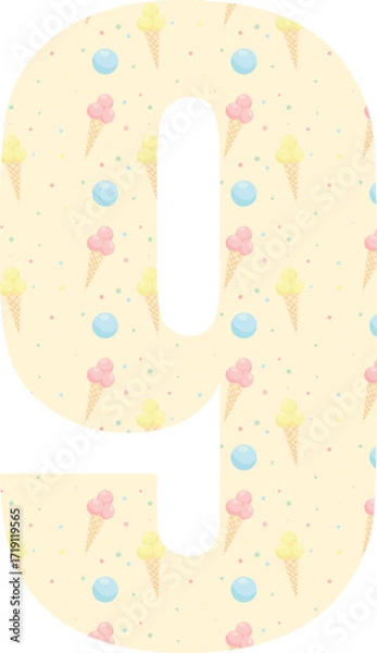 Fototapeta Festive numbers for birthdays. From 0 to 9. Vector illustration for cards, prints, and banners.