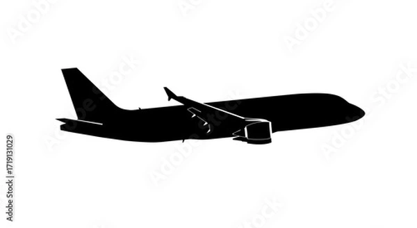 Fototapeta Silhouette of an airplane viewed from the side showing its engines wings fuselage and tail