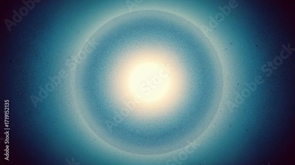 Fototapeta Mysterious abstract background with glowing solar orb and grainy vintage film texture