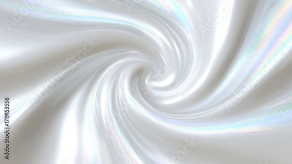 Fototapeta Elegant white abstract background showing liquid swirl with holographic and sparkling texture