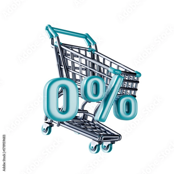 Obraz Shopping cart Sale 0 percent 3D