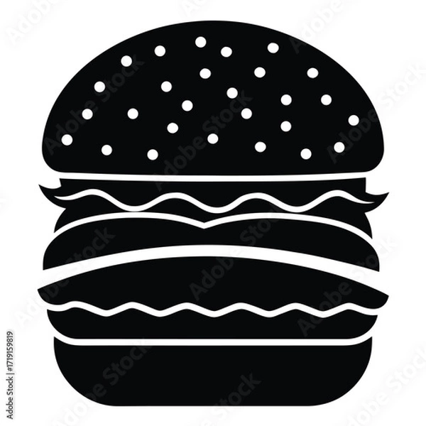 Fototapeta Burger keju daging silhouette food icon vector illustration