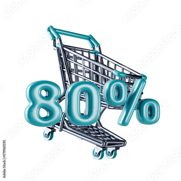 Obraz Shopping cart Sale 80 percent 3D