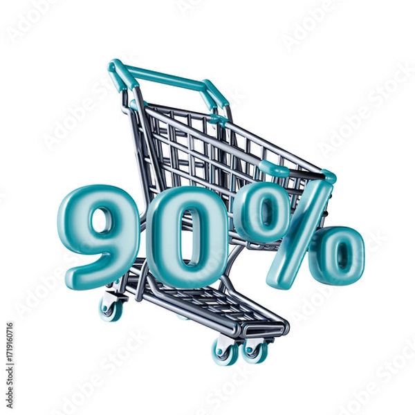 Obraz Shopping cart Sale 90 percent 3D