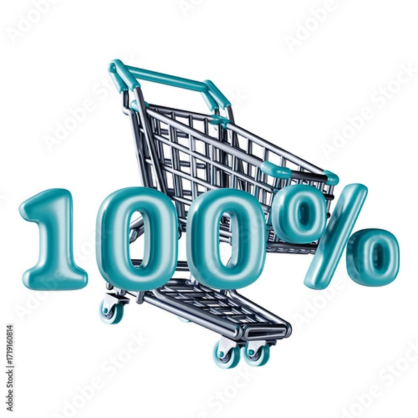 Obraz Shopping cart Sale 100 percent 3D