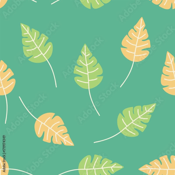Fototapeta Bright tropical leaf seamless pattern