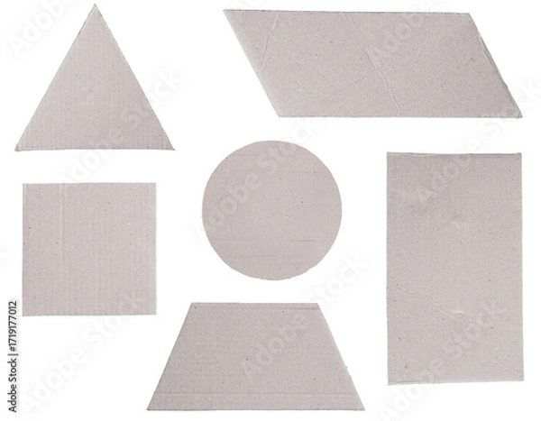Fototapeta Set collection or collage of paper with different geometry shapes isolated on transparent background