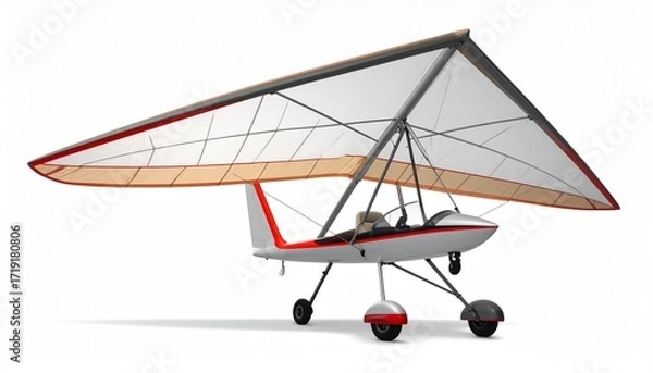 Fototapeta An ultralight aircraft—delta wing, trike frame, poised for lift—rests in engineered anticipation. A metaphor for fragile ascent and the choreography of recreational freedom.