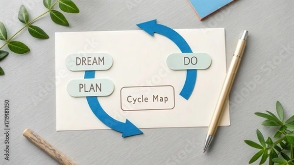 Fototapeta Creative Cycle Map for Dream, Plan, and Do Concept Development