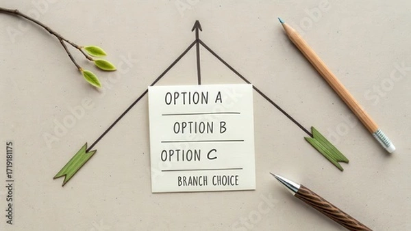 Fototapeta Creative Decision-Making Concept with Sticky Note and Arrows