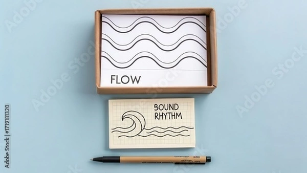 Fototapeta Creative design concept with flow and rhythm illustration cards