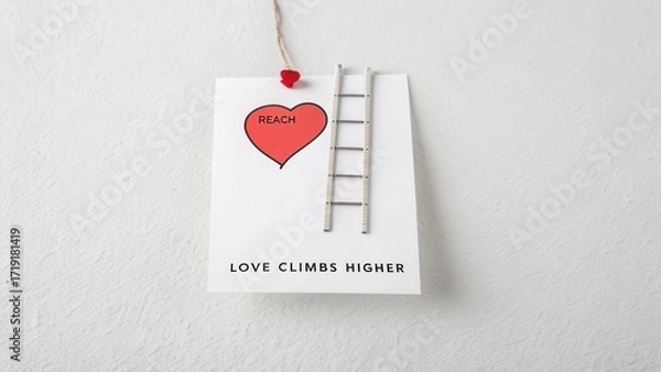 Fototapeta Creative Design of Inspirational Love Message with Ladder and Heart