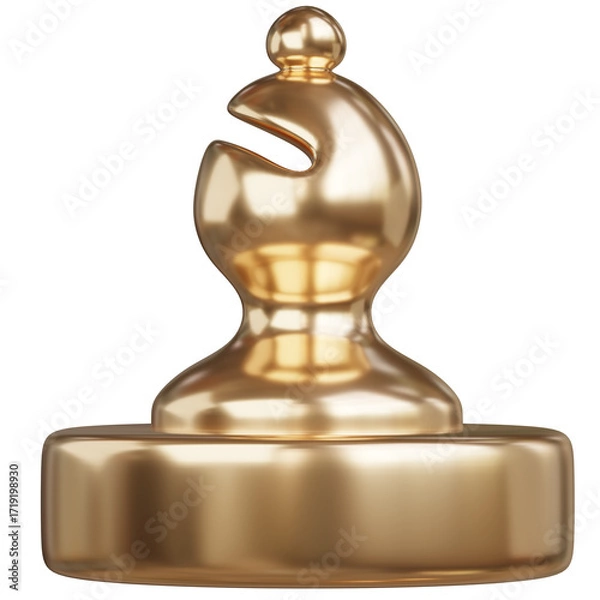 Fototapeta 3d render of Golden chess bishop collection