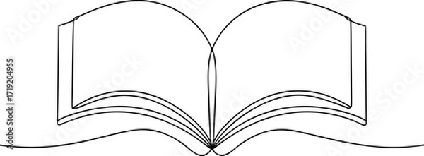 Fototapeta Open book with flowing pages single line drawing reading
